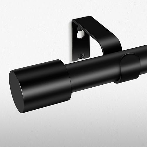 Barras de cortina negras para ventanas de 48 a 84 pulgadas (4-7 pies), barras de cortina resistentes de 1 pulgada de diámetro, barra de cortina