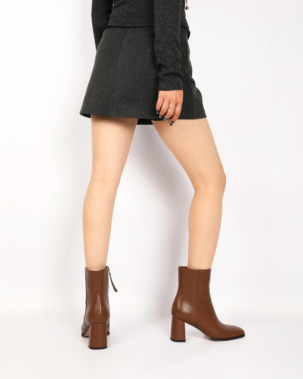 Joseywade Womens Ankle Boots Chunky Heel Boots Ankle Booties Square Toe 3 Inch Side Zip Boots Fall Shoes US Size 5-13 - Image 8