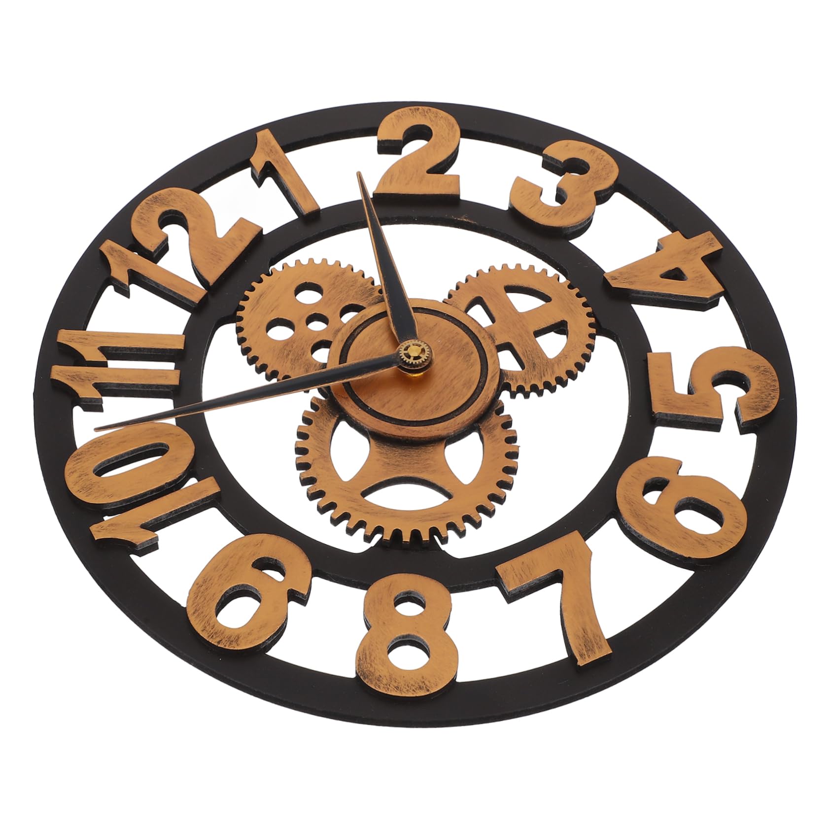 Cabilock Reloj de Pared Decorativo Industrial de Madera Engranajes, Silencioso y Fácil de Limpiar, Adecuado para Hogar u Oficina