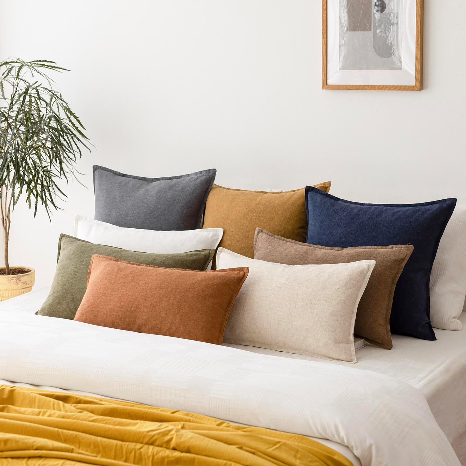 Foindtower Pack of 2, Decorative Linen Soild Throw Pillow Covers Soft Accent Lumbar Cushion Case Boho Farmhouse Pillowcase for Chair Couch Sofa Bedroom Living Room Home Decor 12 x 20 Inch Grey - Image 7