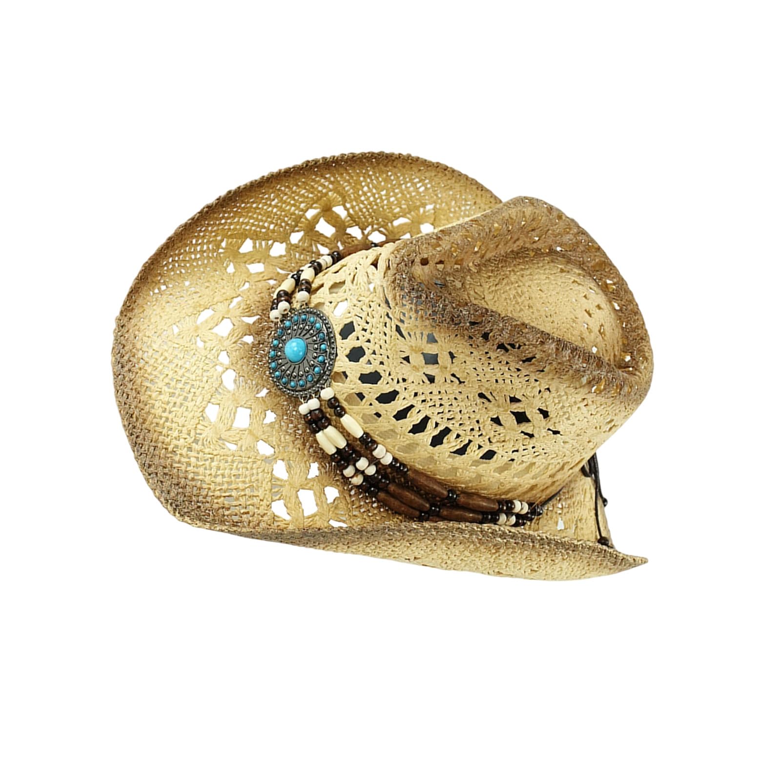 MICFENY Classical Woven Straw Sun Hat With Western Design For Adult Teens Unisex Breathable Panama Hat for Beach Wear