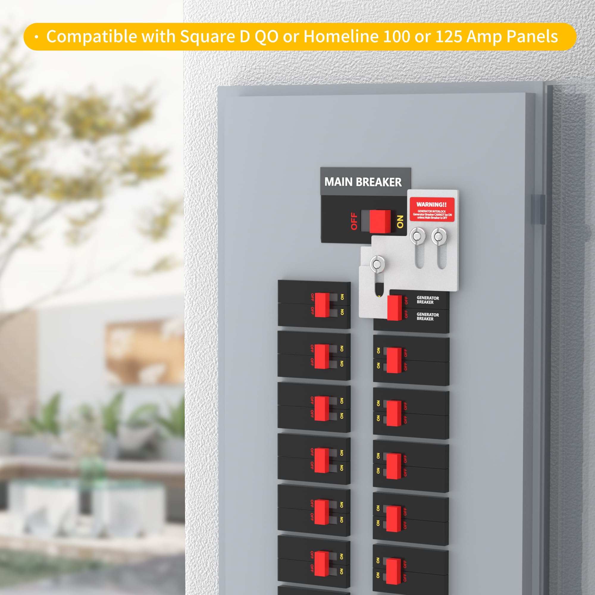 Generator Interlock Kit Compatible with Square D QO or Homeline 100 or 125 Amp Panels, Interlock Kit with 3/4 to 7/8 Inches Spacing Between Main and Generator Breaker — Amazon image 6