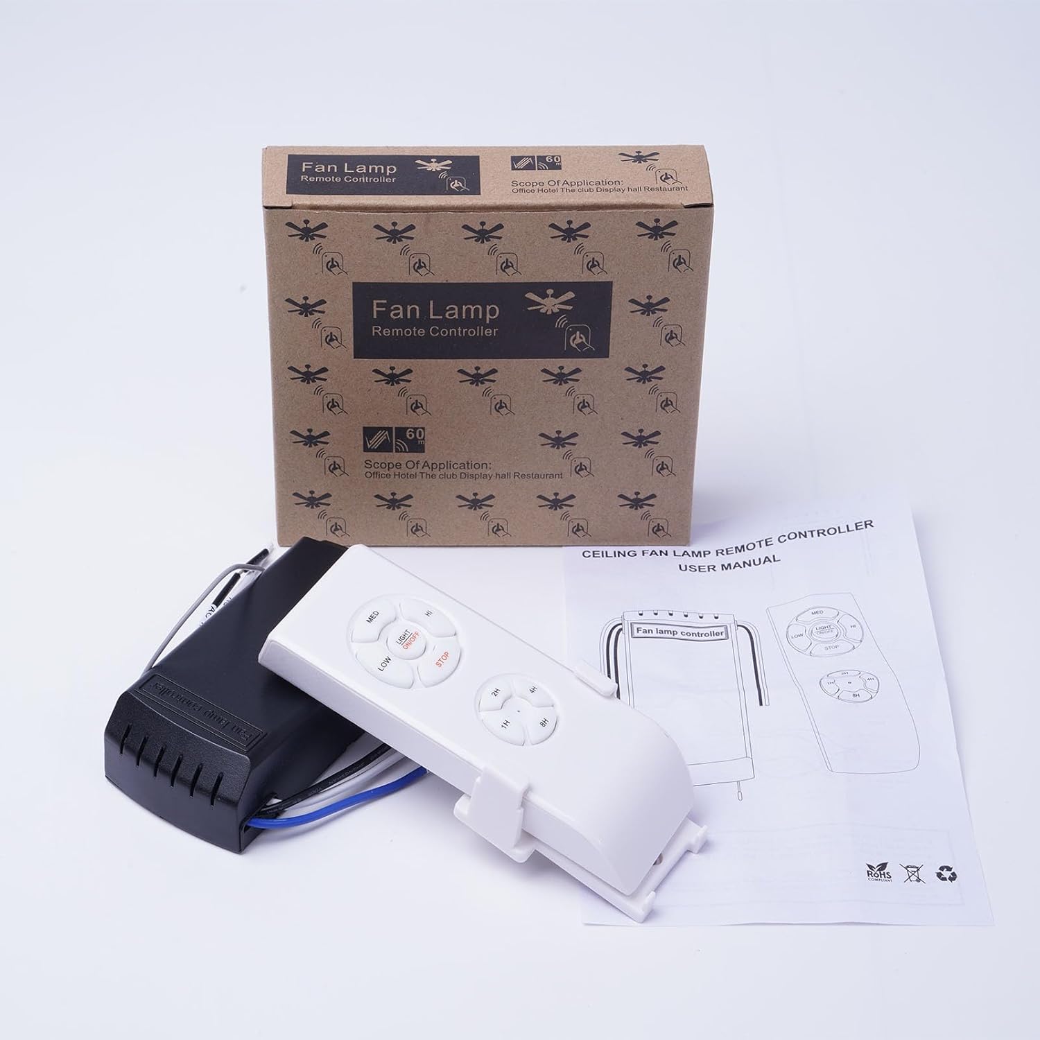 Ceiling Fan Remote Control Kit, Small Size Universal Ceiling Fans Light Remote, Speed, Light & Timing 3 in 1 Wireless Control Brand Ceiling Fans Remote