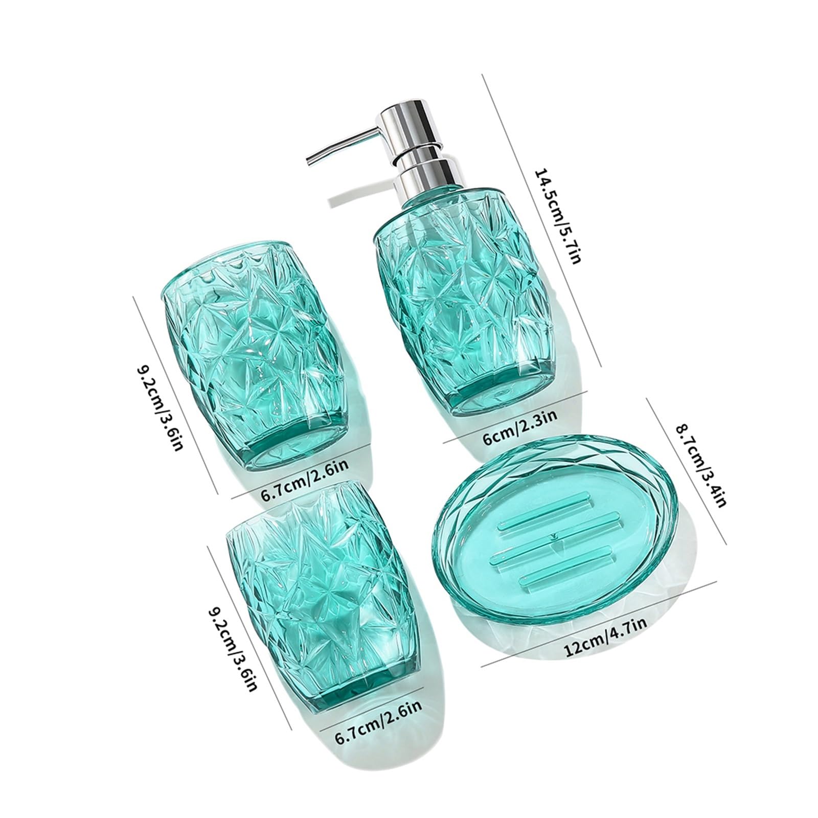 Set de Accesorios de Baño Juego de Accesorios de baño Transparente con dispensador de jabón, Soporte for Cepillo de Dientes, Taza y jabonera for encimeras de baño(Blue)