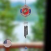 Vista 2 de Red Carpet Studios Windchimes - Campanilla de viento militar con licencia oficial, 23 pulgadas de largo, Marines de los Estados Unidos