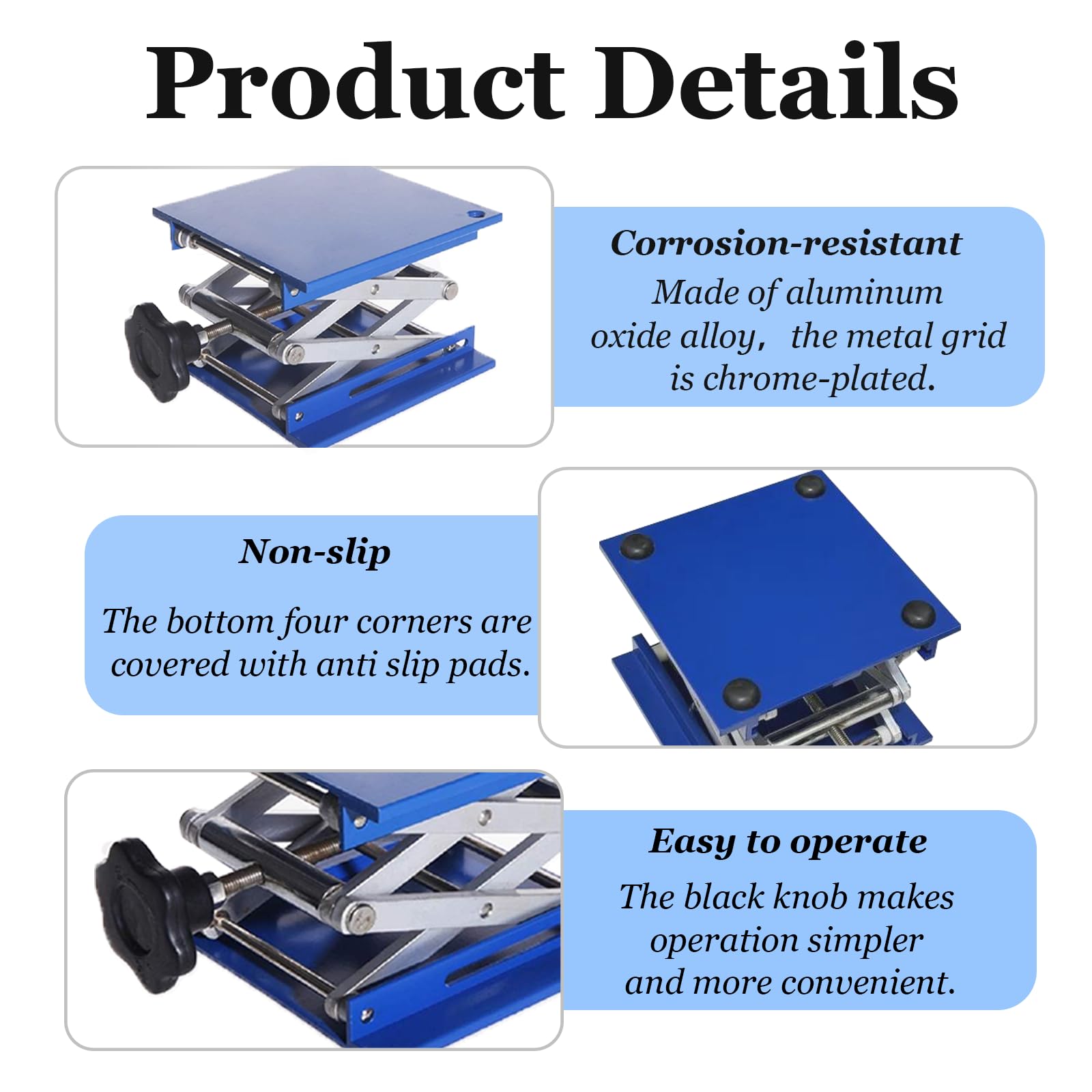 Lab Jack Stand Table Lift Laboratory Lift Aluminium Oxide Lab Stand Lifter Scientific Scissor Lifting Jack Platform (6''X6'')