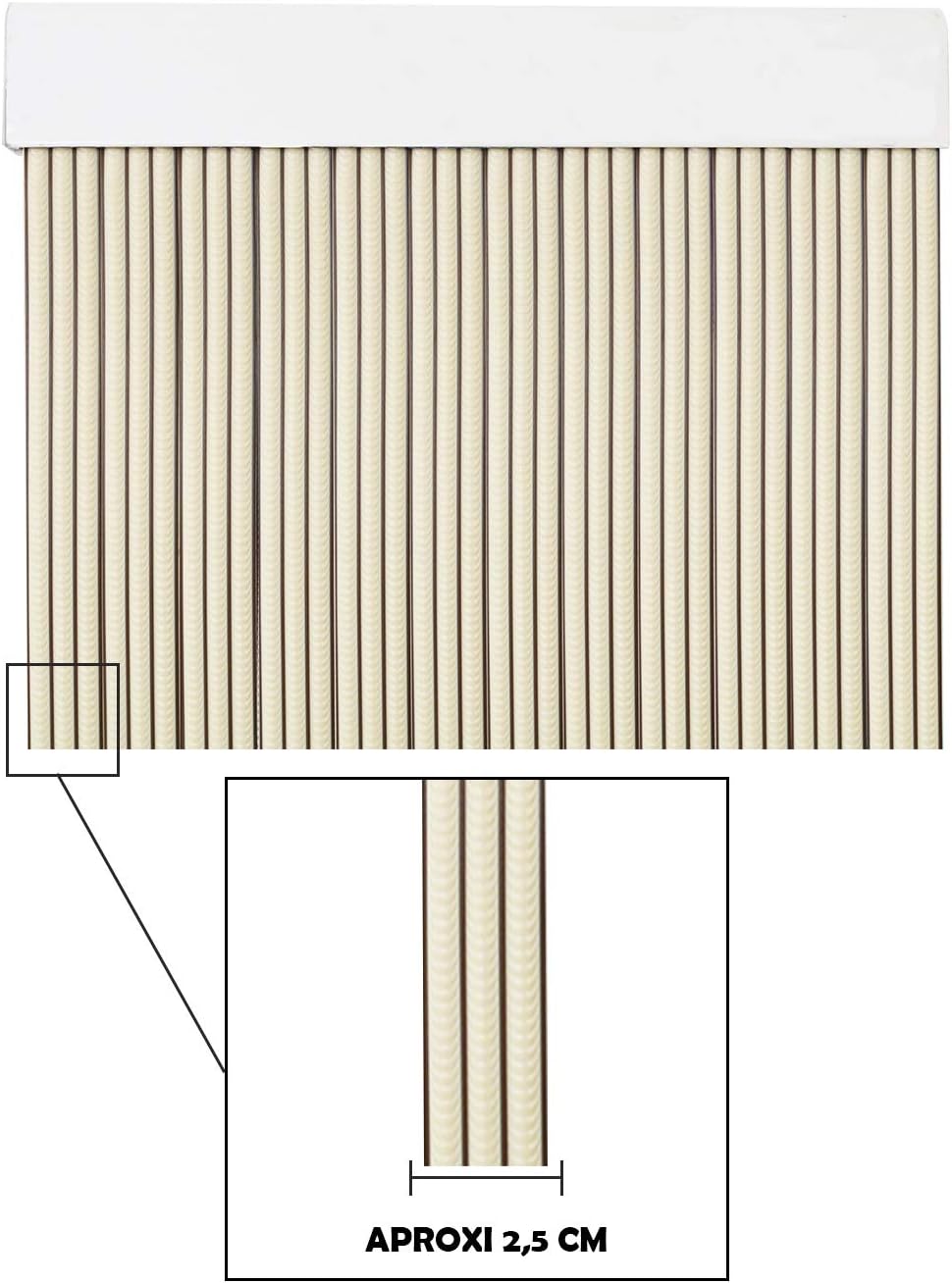 MercuryTextil P69 PVC Door Curtain 210 x 90 cm Beige + Brown Edge, Plastic