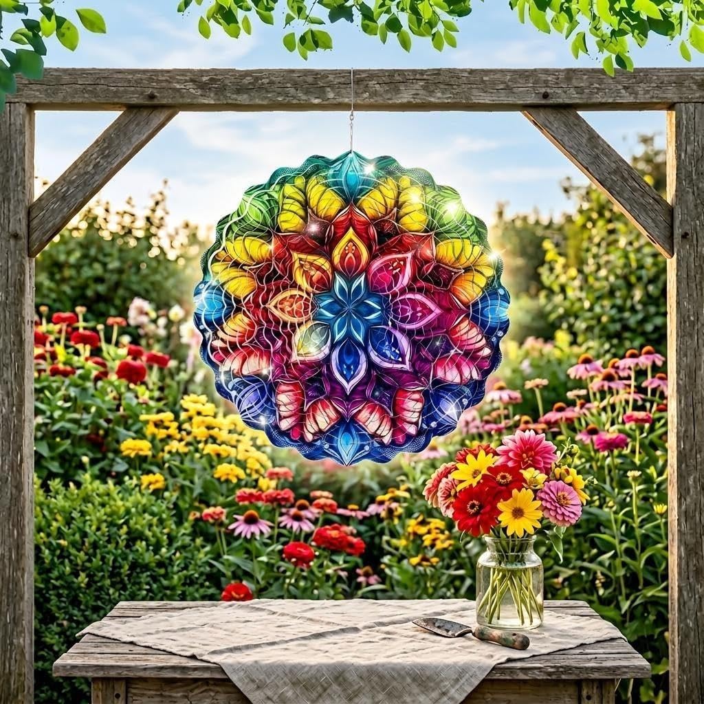 12 Inch Wind Spinner, Stainless Steel Outdoor Sculpture, Rustproof 3D Kinetic Garden Yard Art, for Women Men