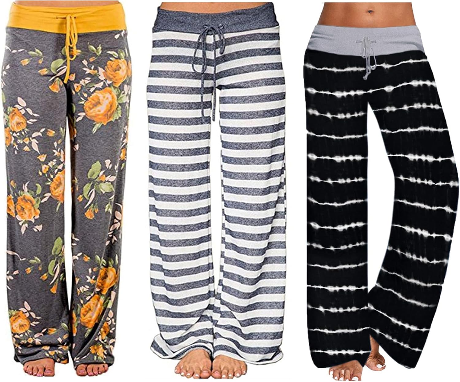 iniber Women's Comfy Pajama Pants Long Casual Drawstring Palazzo Lounge Pants Soft Wide Leg Bottoms