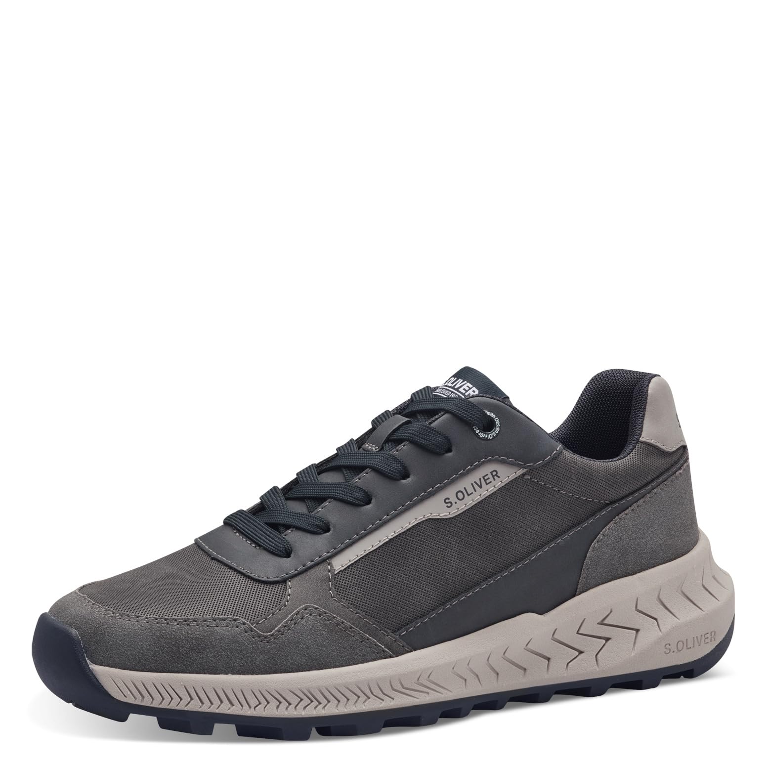 s.Oliver Men's Flat Trainers with Laces Low Top, Grey Comb, 9.5 UK