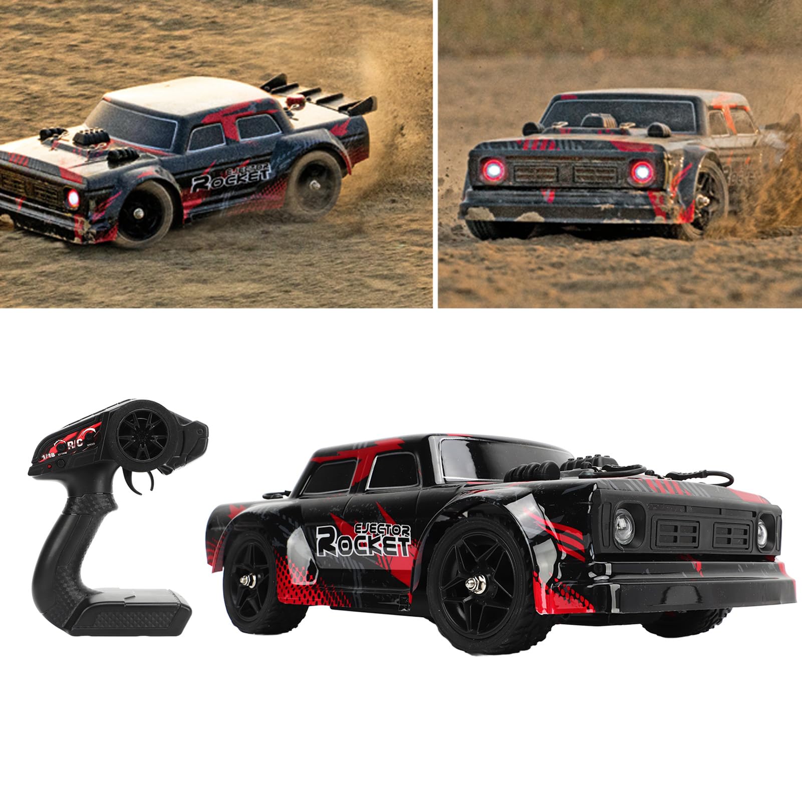 Samochód do driftingu RC, skala 1/16, 2,4 GHz 4WD, pilot zdalnego sterowania, 36 km/h, samochód RC o dużej prędkości, do ponad 6 rozrywek ze światłem LED