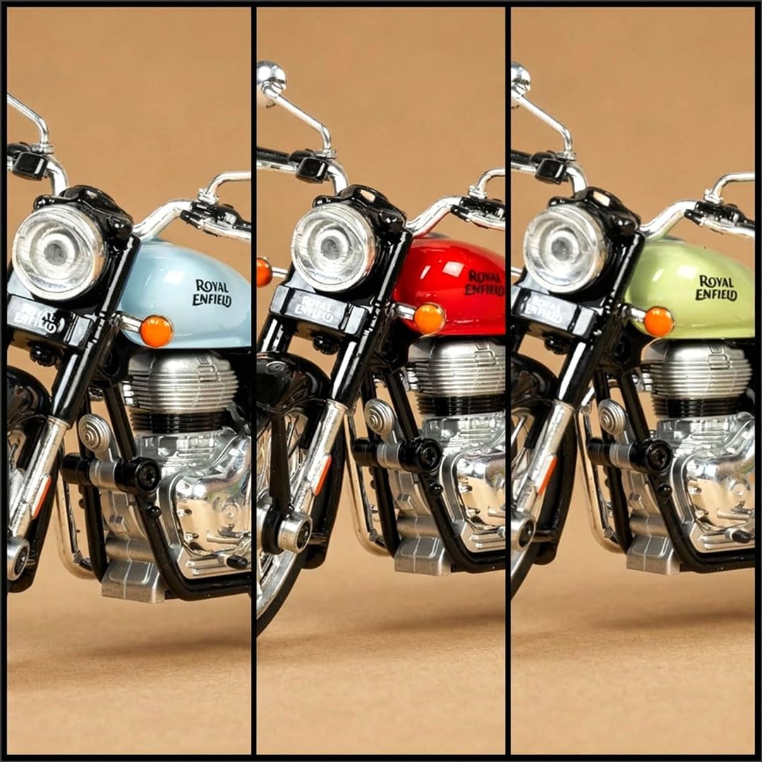 Toyterra Royal Enfield 1:15 Scale Diecast Motorcycle Model Toy, Pull Back Action, Bullet Bike Detacheble Parts with 3 Colored Fuel Tank, Miniature Replica for Collectors & Kids Age 3+ Years 3