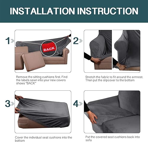 Miniatura 7 de FantasDecor - Funda de sofá elástica para sofá, funda de sofá individual, funda de sofá para sala de estar, funda de sofá de terciopelo con