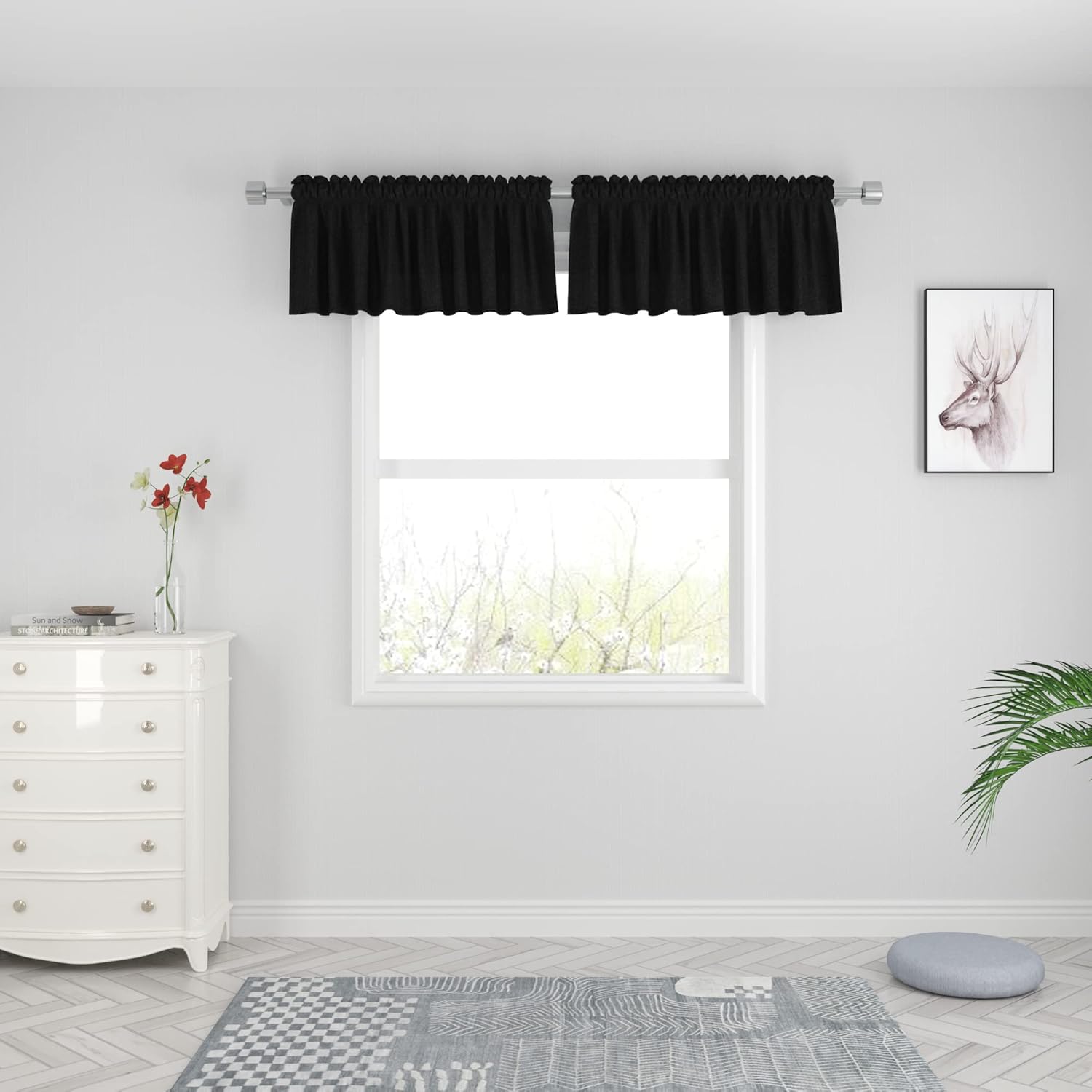 UPOPO Valances Curtains 2 Panels Kitchen Short Small Mini