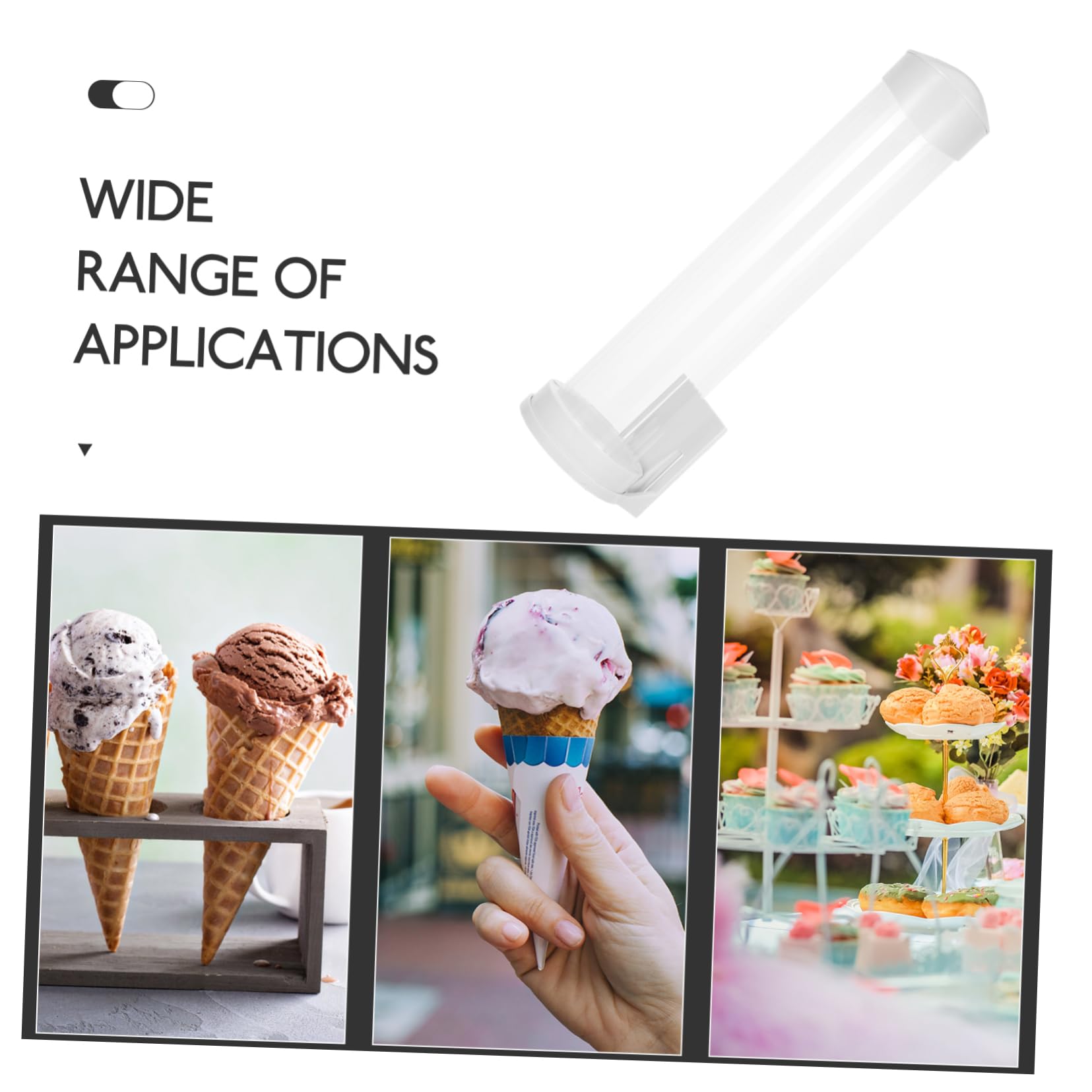 Porta Coni da Tavolo in Plastica Trasparente per Gelato, Supporto Gelato Compatibile Macchine Automatiche, Dispenser Pratico e Salvaspazio per Bar e Gelaterie