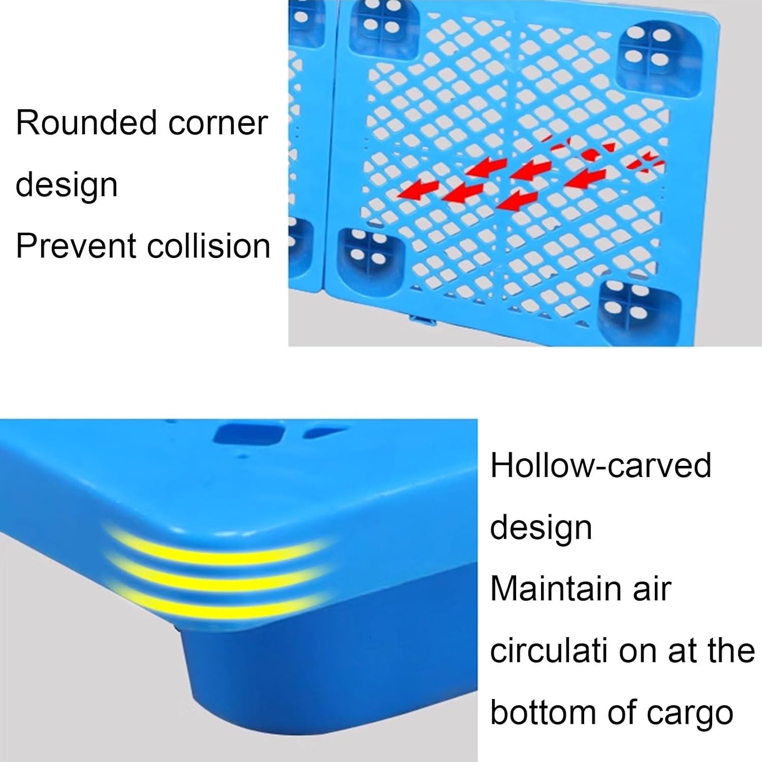 XPLKQXE Spliceable Blue Plastic Pallets, Lightweight Waterproo-f Storage Grid Pad, Nestable Floor Pallets Platform for Garage Warehouse Supermarket Basement Storage(Blue-700x600x120mm,1pcs)