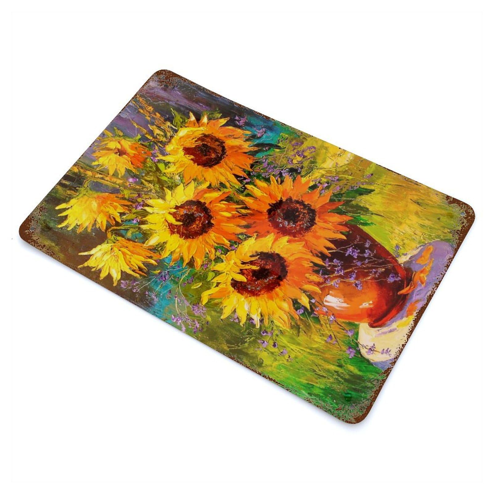 A Bouquet of Sunflowers Decorative Tin Sign 11.8"x7.9", Ideal for Cafe, Home Bar And Lounge Decor