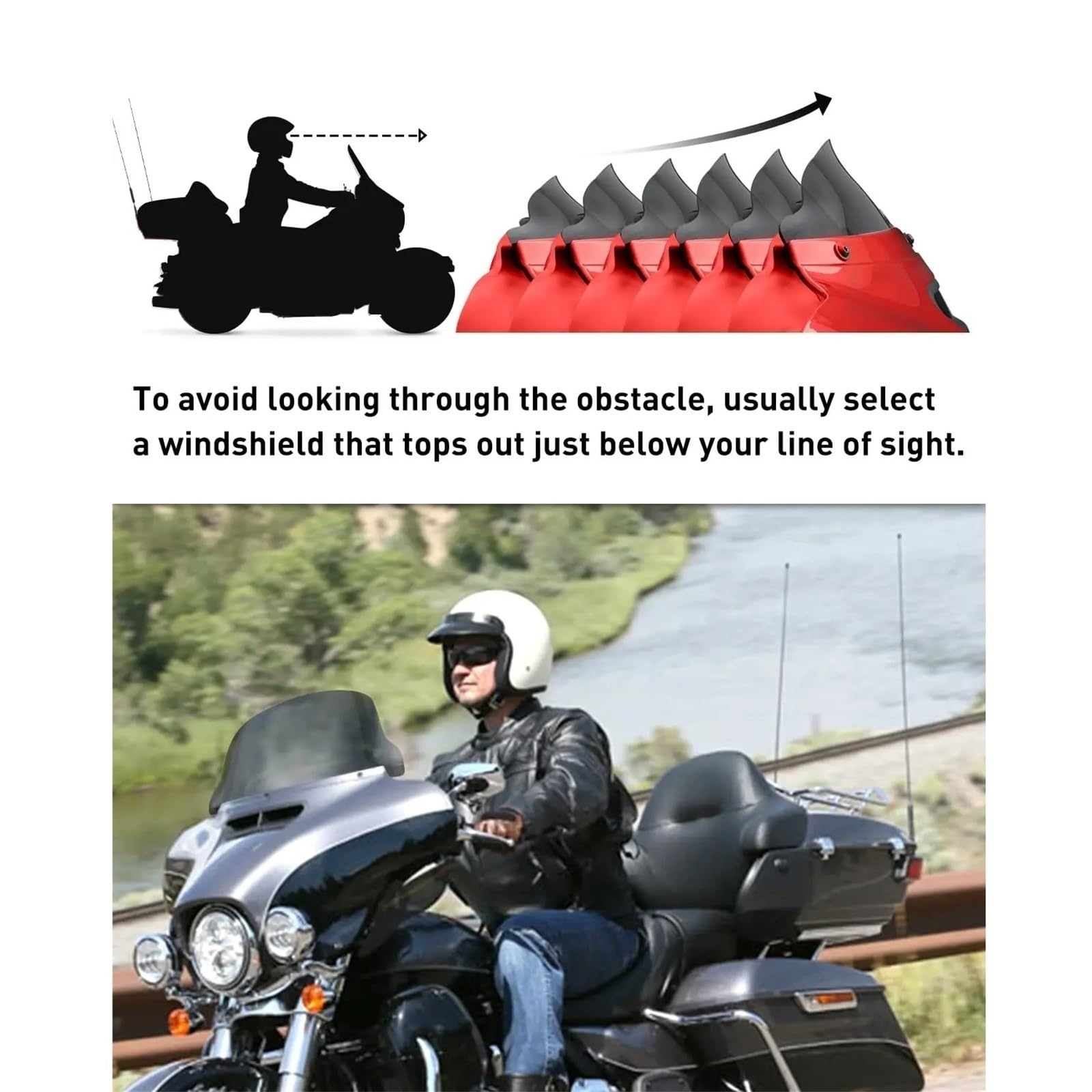 Deflektor motocykla Osłona szyby przedniej 4,5'' 6'' 7'' pasująca do Harley Electra Street Glide Touring Ultra Limited 1996-2011 2012 2013 spojler przedłużający szyba przednia(Clear 7inch)