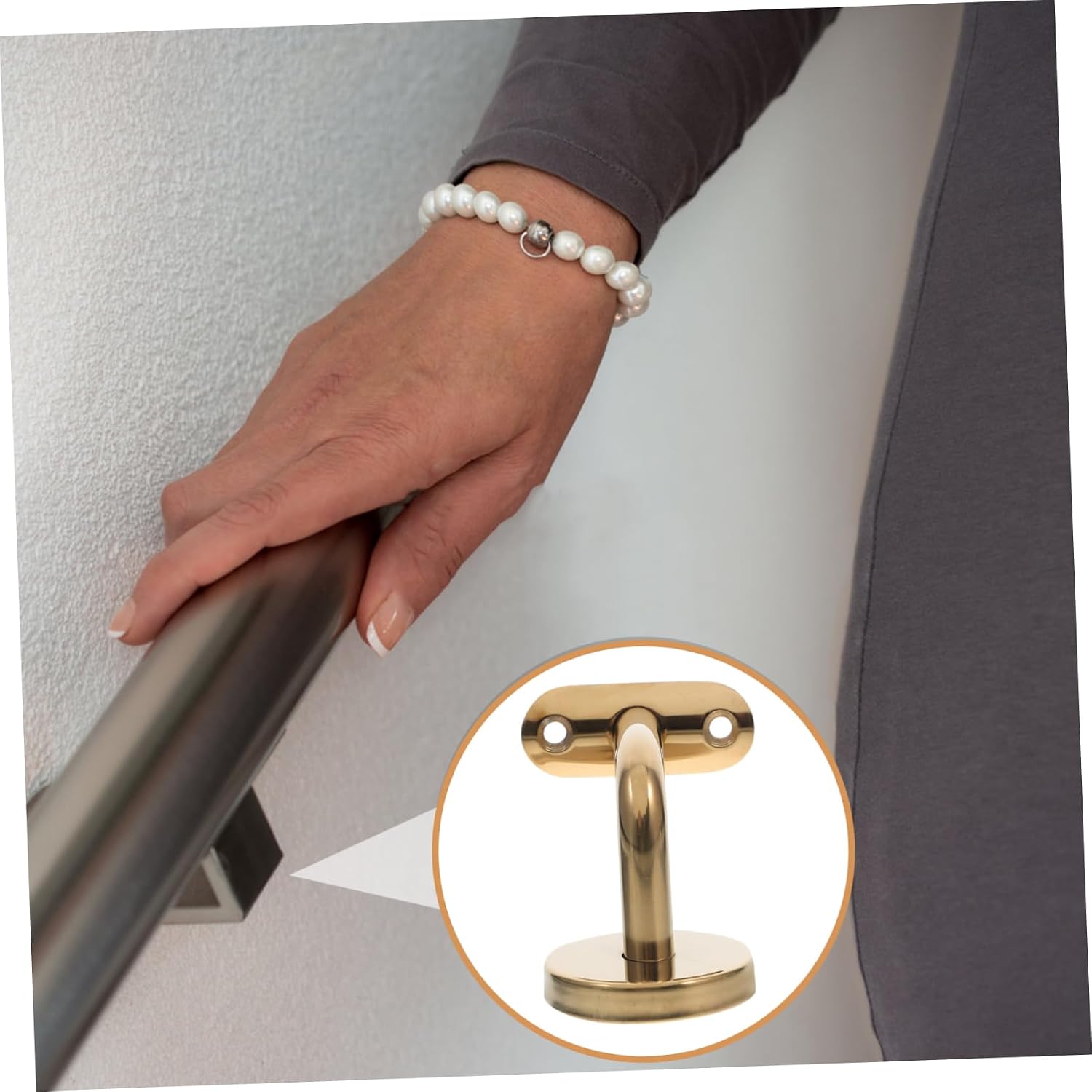 Stainless Steel Handrail Brackets Heavy Duty Railing Support for Indoor Outdoor Stairs Rustproof Brackets with Easy Installation for Staircase Bathroom Use