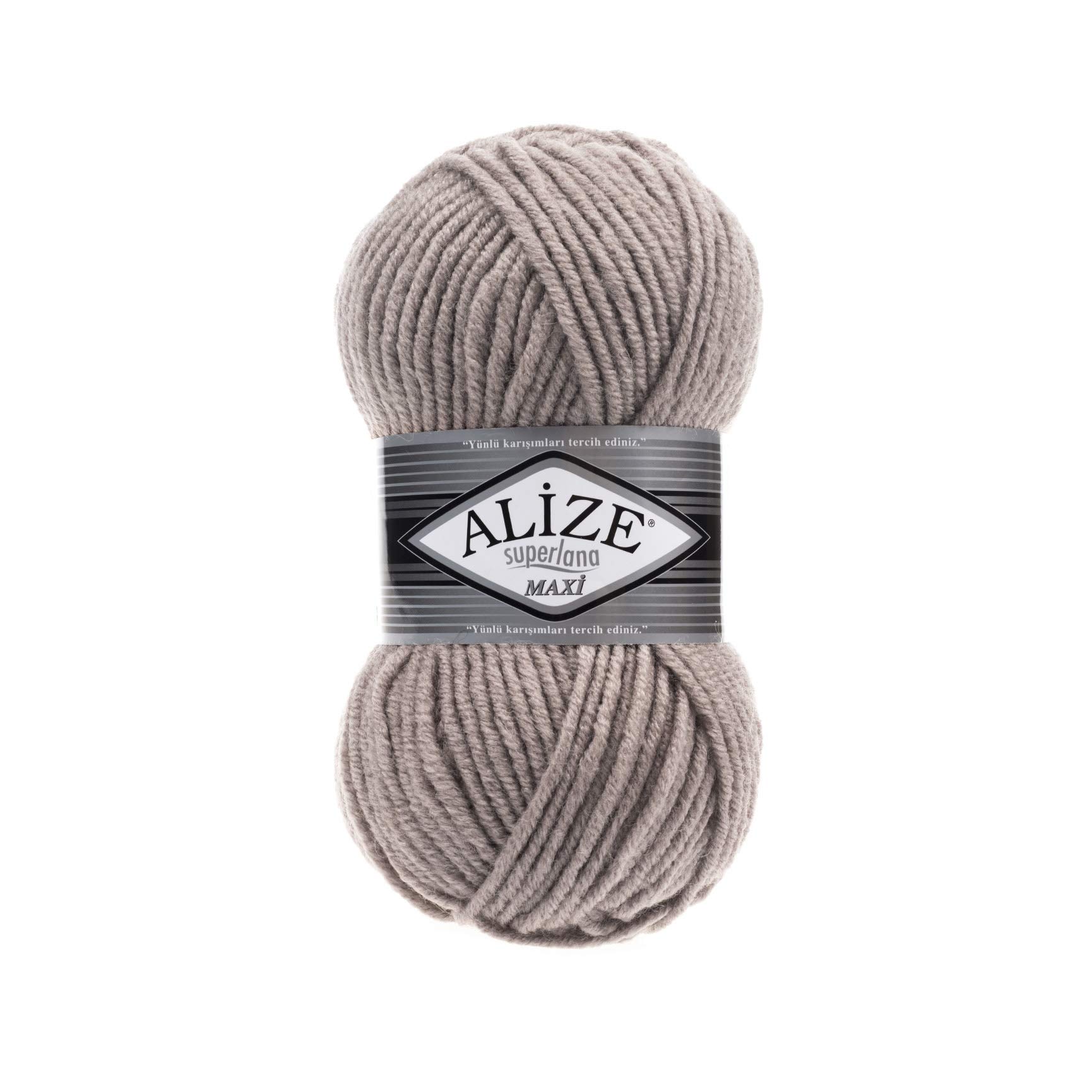 AlizeAlize SuperLana Maxi 25% Wool 75% Acrylic Each Skein 100 g 100 m, Lot of 4 Skeins - 541 Mink