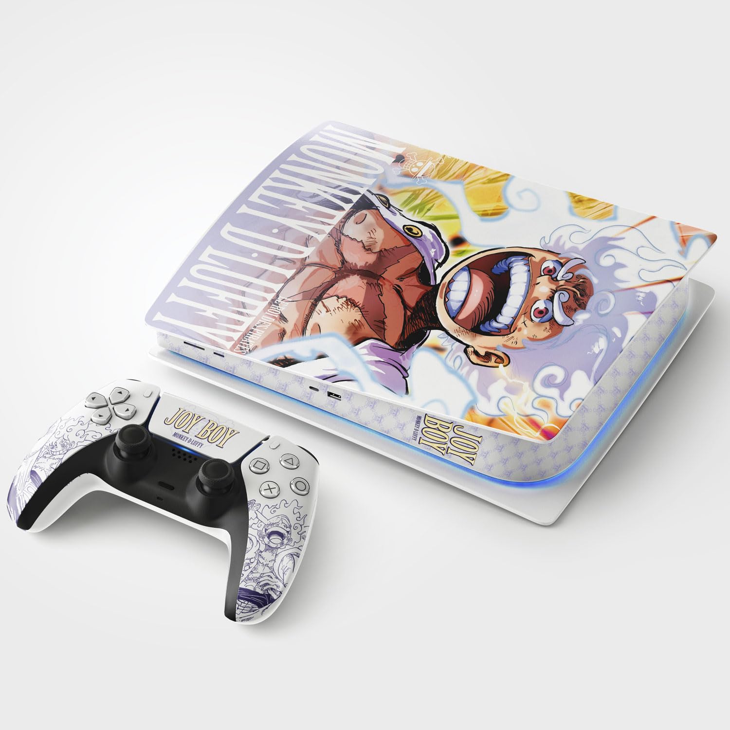 Sticker Autocollant pour la Console PS5, Accessoire pour la PS5 Jeux vidéo, Covering décoration Manga pour la Console PS5 (Gear 5, Standard Disque + 1 Manette)