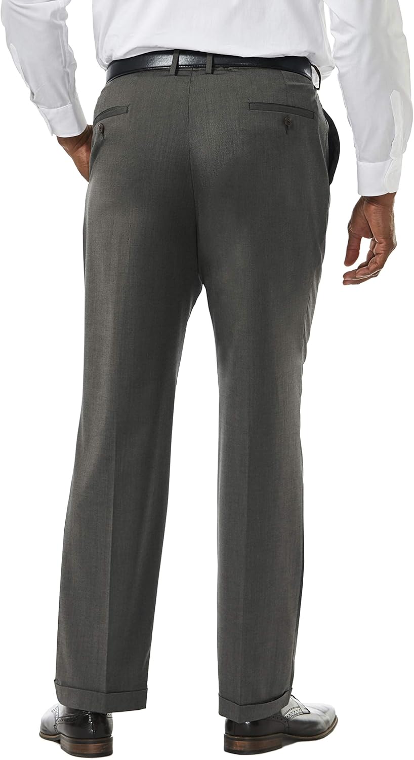 Haggar Men's Big & Tall Premium Stretch Solid Expandable Waist Plain Front Dress Pant - Image 2