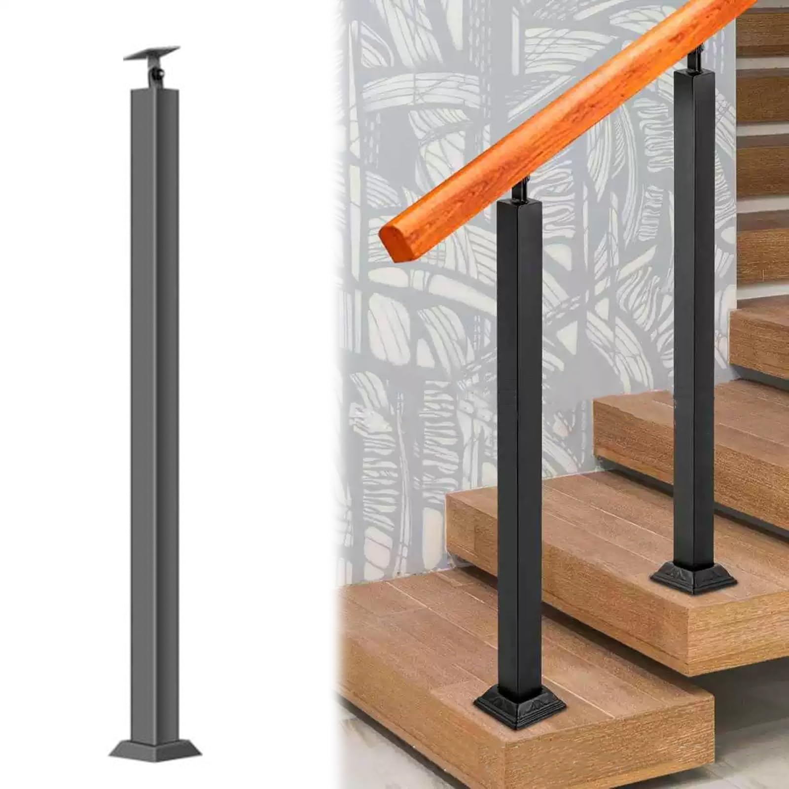 Poteaux de garde-corps escalier réglables en métal noir