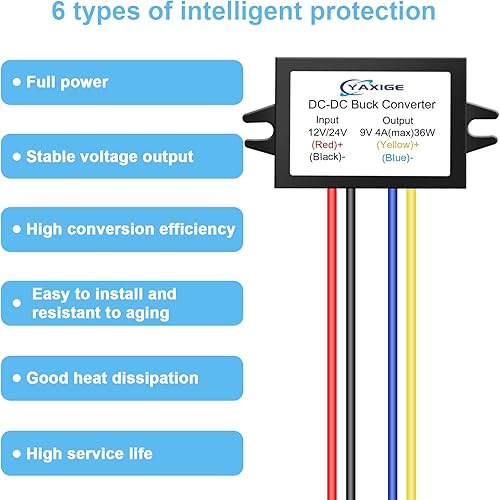 Miniatura 8 de Convertidor reductor reductor DC-DC 6V 4A 24W (máximo) 12V 24V a 6V, regulador reductor, módulo impermeable adecuado para varios equipos de 6V