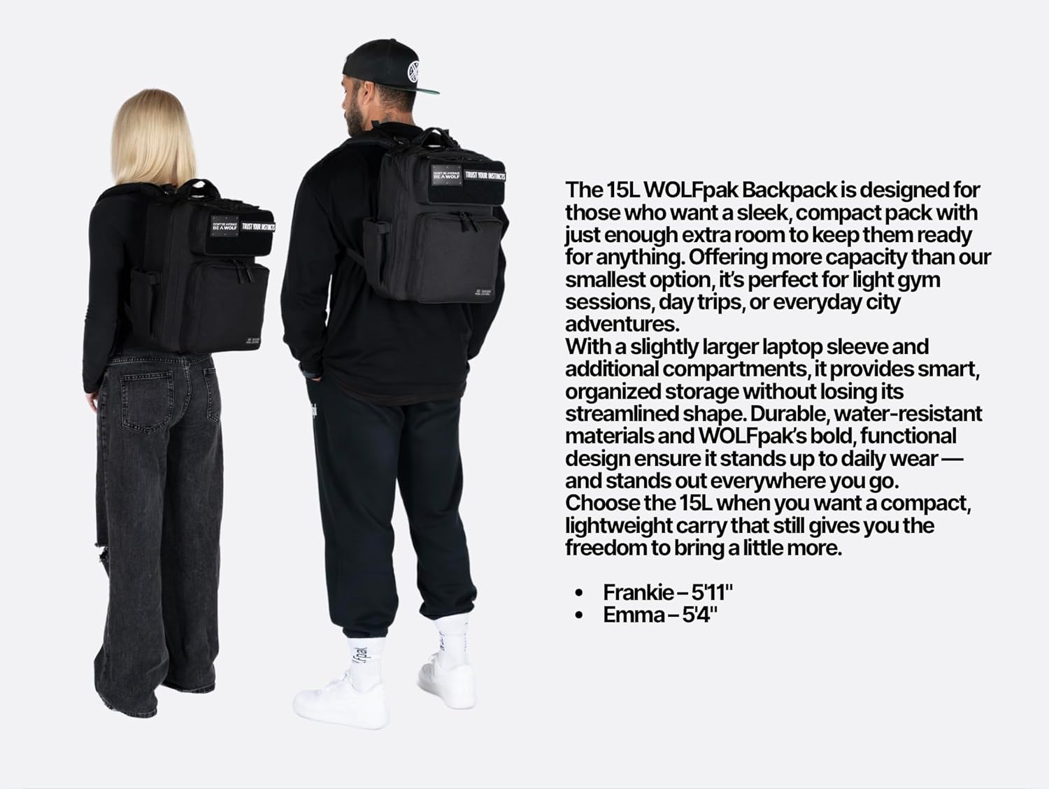 WOLFpak 15L Slim Tactical Gym Backpack - Durable 1000D Waterproof Oxford Material | Minimalist Daypack w/Laptop Pocket & Dual Cup Holders | Great for Travel & Everday Carry | (Alpha Black) - Image 3