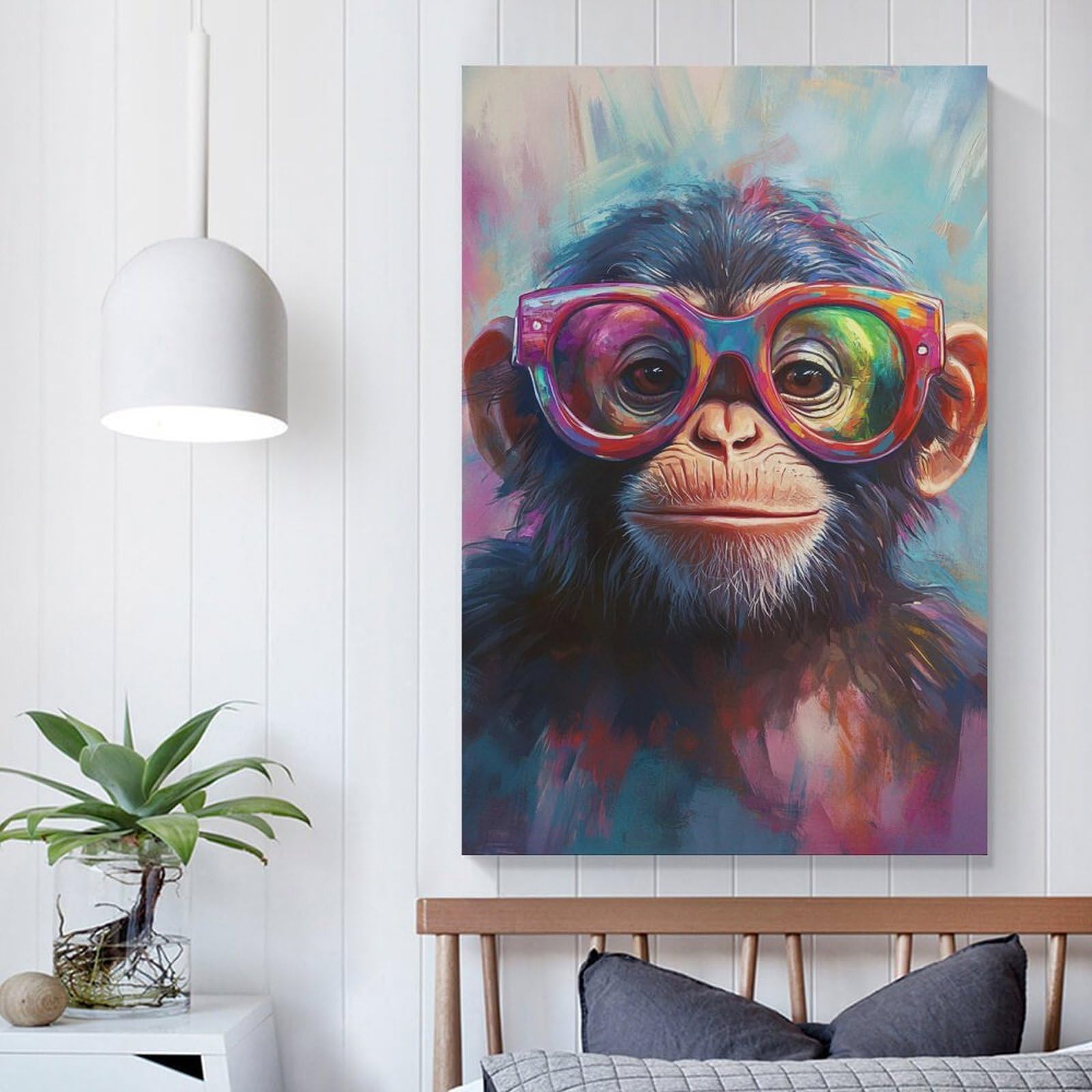 Poliuaws Unframe-Chimp In Shades -2 Chimp In Shades -2 Custom Canvas Prints Cute Room Decor Ready To Hang Modern Art Prints 12X18inch(30X45cm)