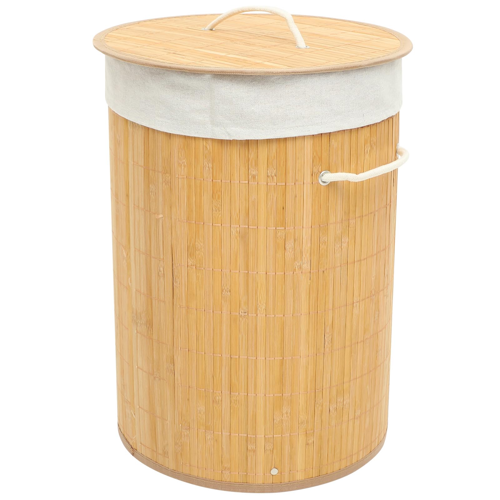 DOITOOL Cesto de Bambú con Tapa para Ropa Sucia, Cesta de Almacenaje Práctica y Elegante de 35x35x50 Cm, Adecuado para Baño o Lavandería con Diseño Rural y Resistente