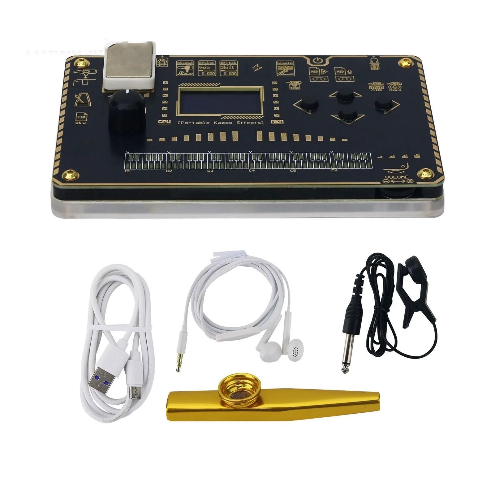 Procesador digital de efectos Kazoo, sintetizador de modelado estéreo de 24 bits y 48 kHz con más de 60 parches, USB, guitarra y voz