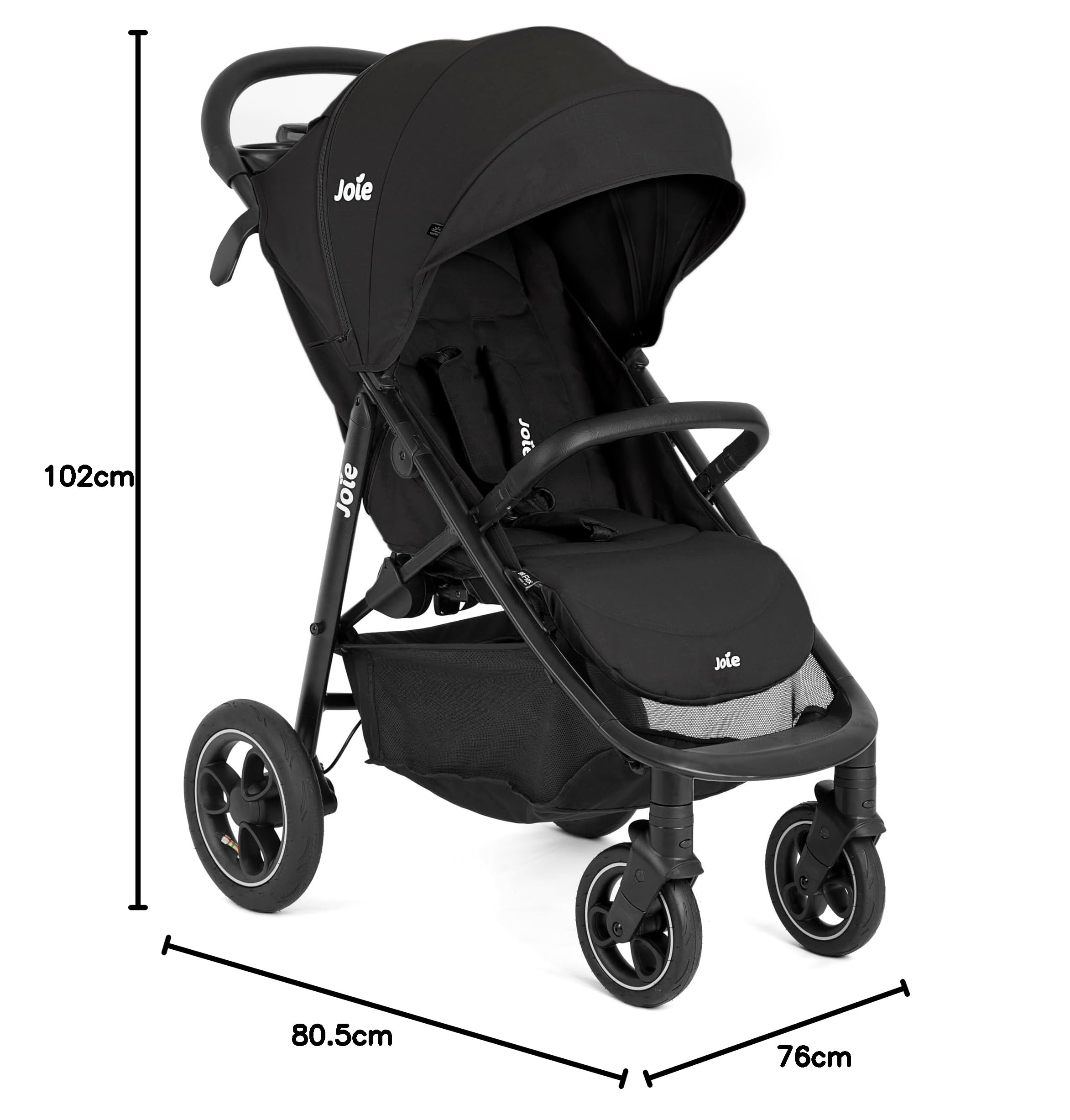 Joie Litetrax™ Pro Air Buggy, kompakt faltbar, Liegeposition, vorwärtsgerichtet, kompatibel mit Reisesystemen, inklusive Regenschutz – Geburt bis 4 Jahre (0–22 kg), Farbe Shale