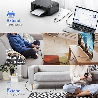 USB 3.0 Extension Cable, 6ft Braided Extender Cord - A Male to A Female Compatible with Keyboard, Mouse, Hard Drive, Printer, 2Pack