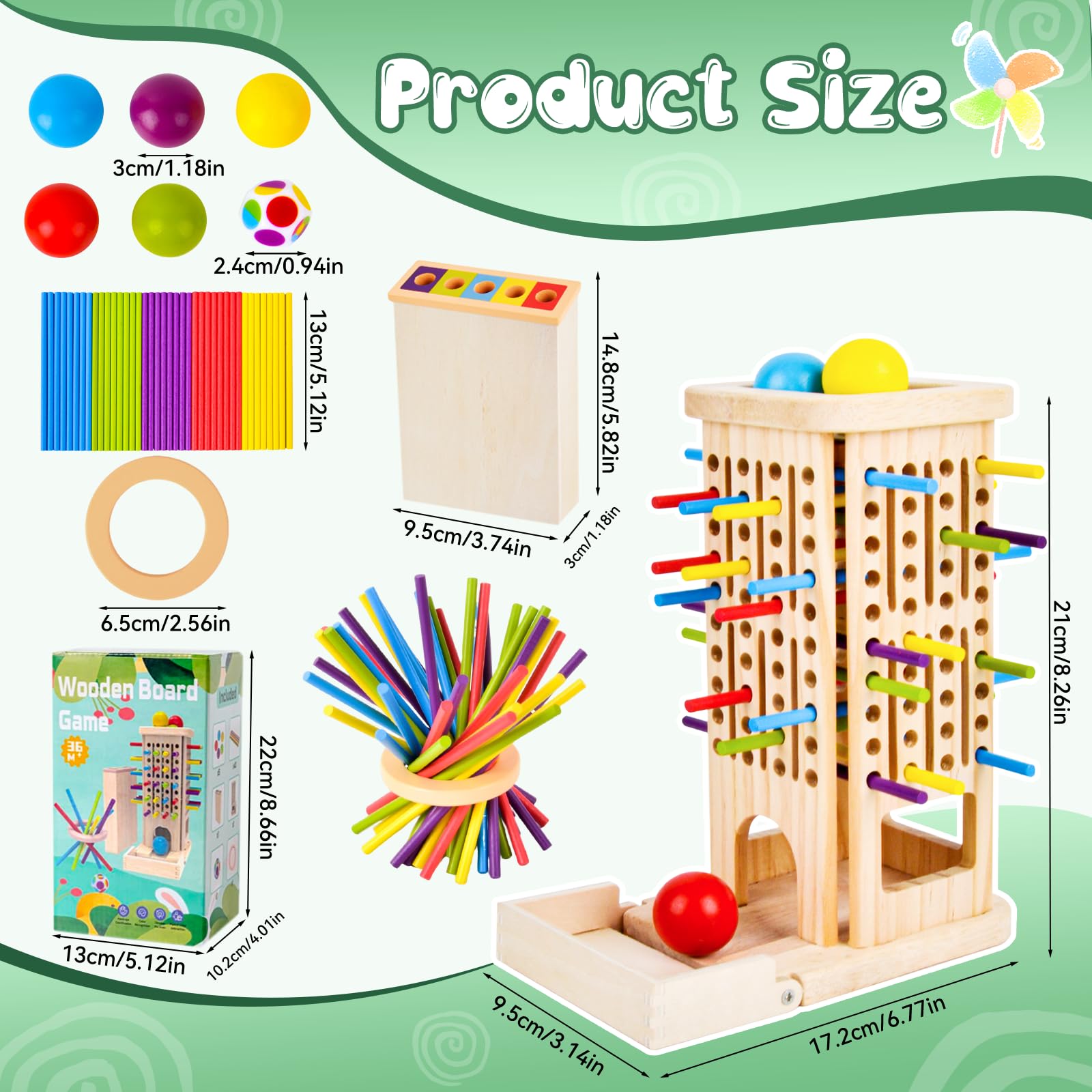 Qhpbuy Montessori Wooden Board Game Toy for 3 4 5 6 Year Old - Image 2