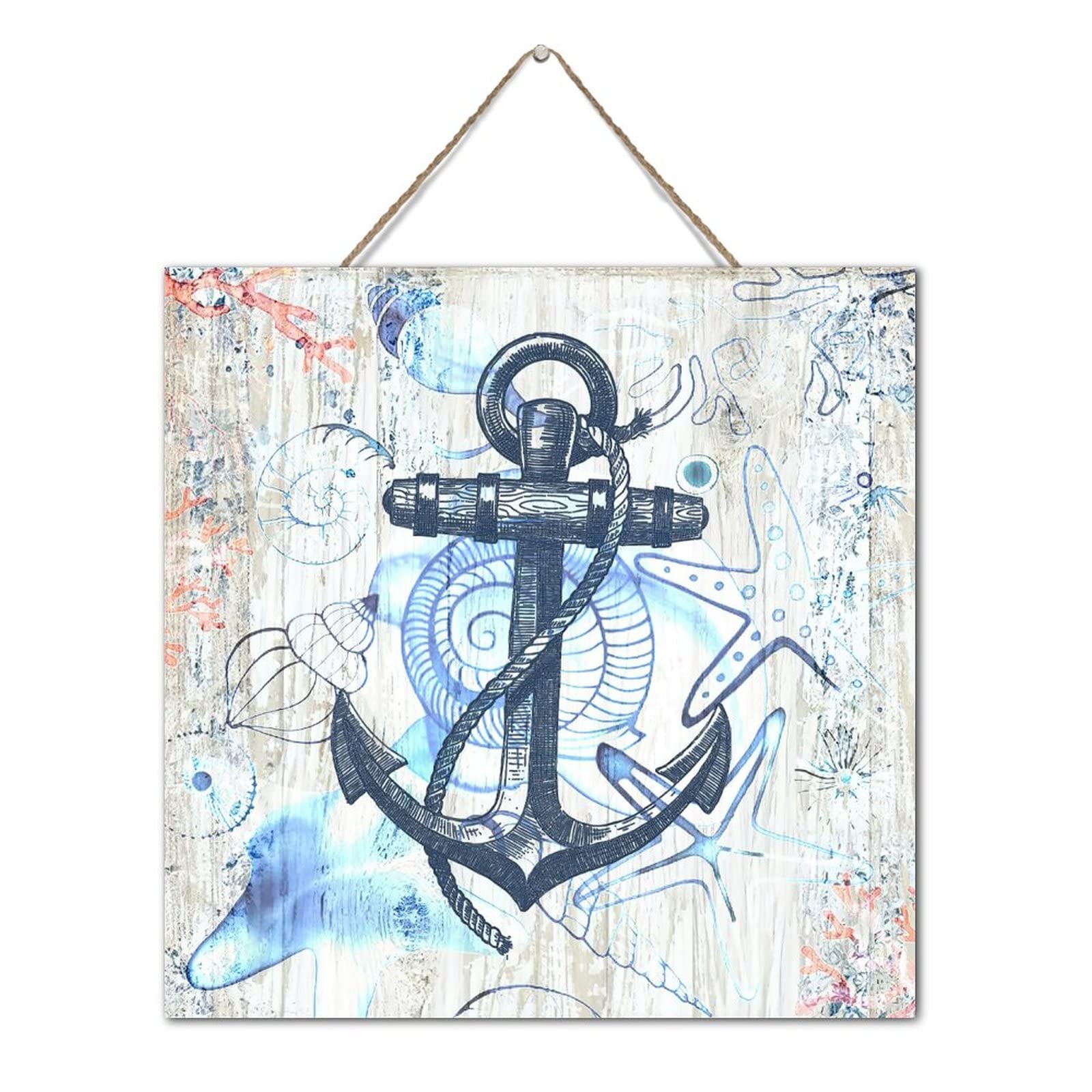 Ancre nautique plaque murale vintage bois décoration haut de gamme