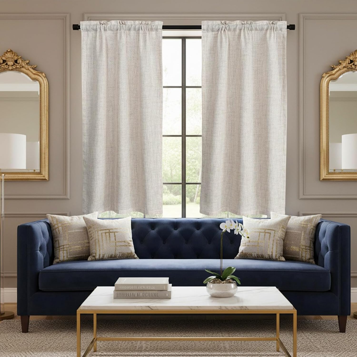 Kitchen Cafe Short Curtains,for Front Door Window shades Para Cocina over Sink Small Closet Basement Farmhouse rv Bathroom Valances Sink Skirt Sheer Short Curtain (2 Panels) (cream, 27.55*45)