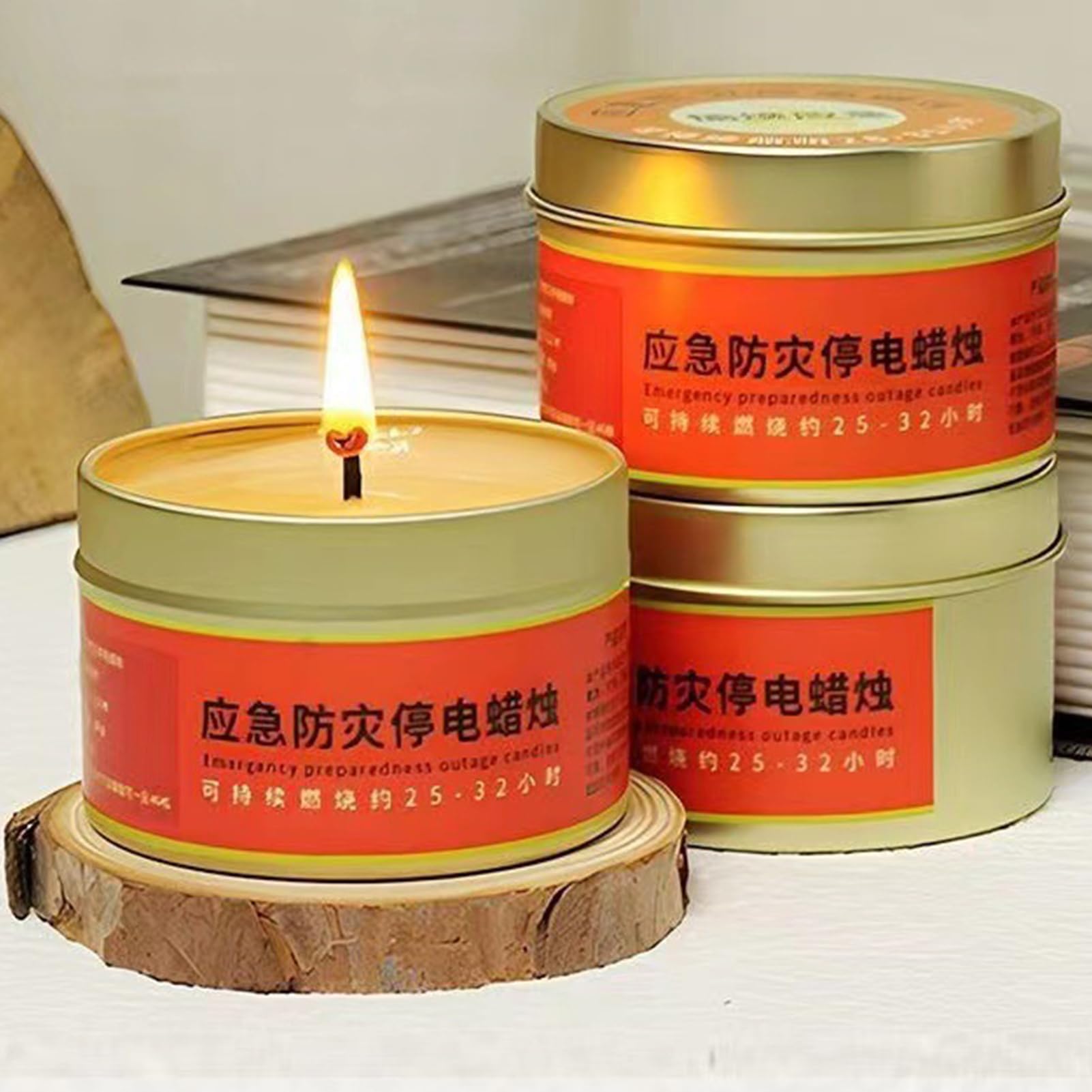 Velas de Cera de Larga Duración - Velas para Acampar de Combustión Lenta, de 25-32 Horas para Cortes de Luz, de Cera Sin Humo, para Acampar y Senderismo