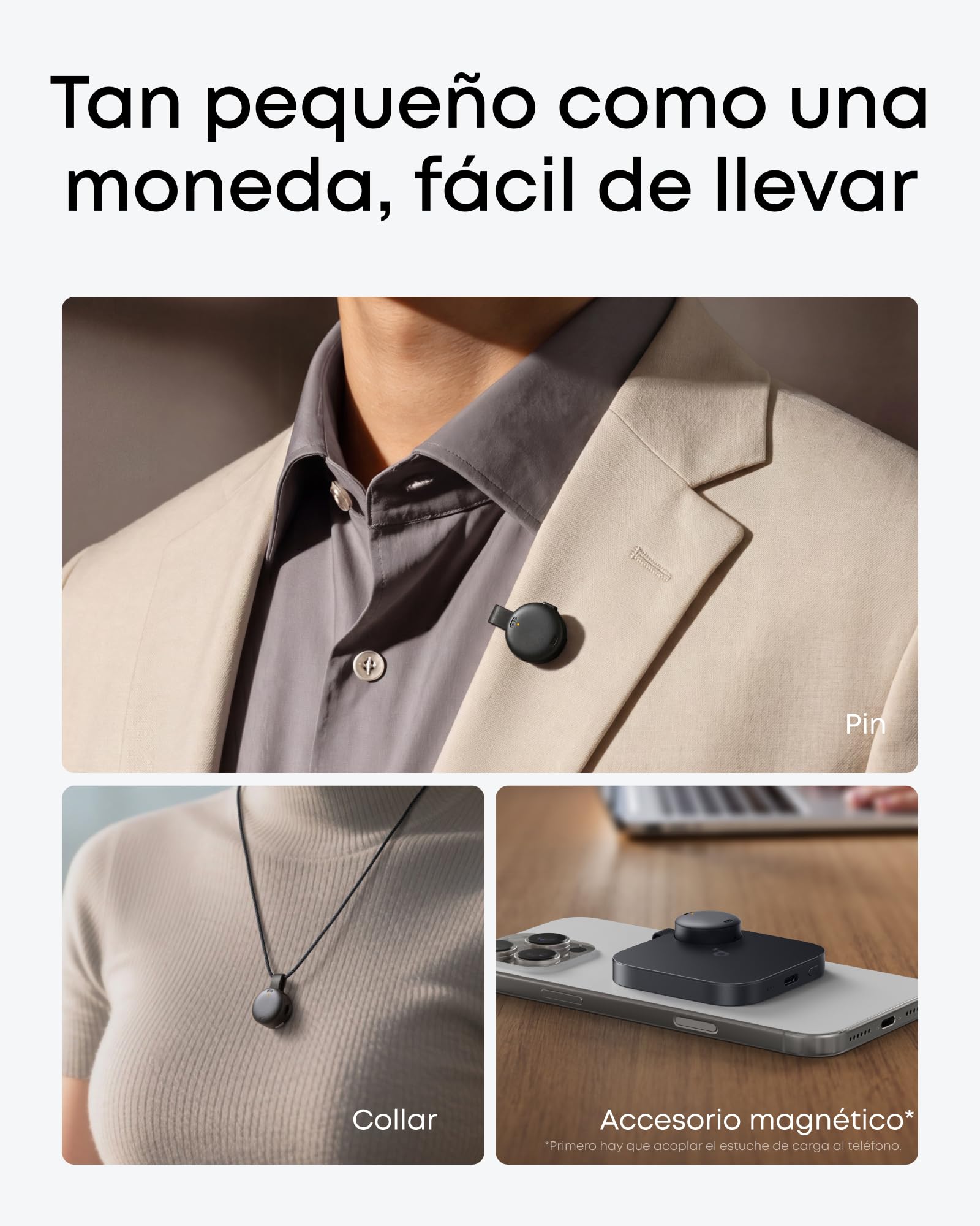 Soundcore Work AI Grabadora de Voz con Transcripción, 64 GB | Dispositivo para Tomar Notas, Resumen en App, 300 min/mes, Certificación MFi y más de 150 Idiomas