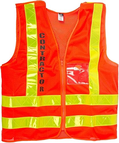 BANNA NYCTA Style OrangeContractor Chaleco de seguridad reflectante de alta visibilidad con cremallera y bolsillo