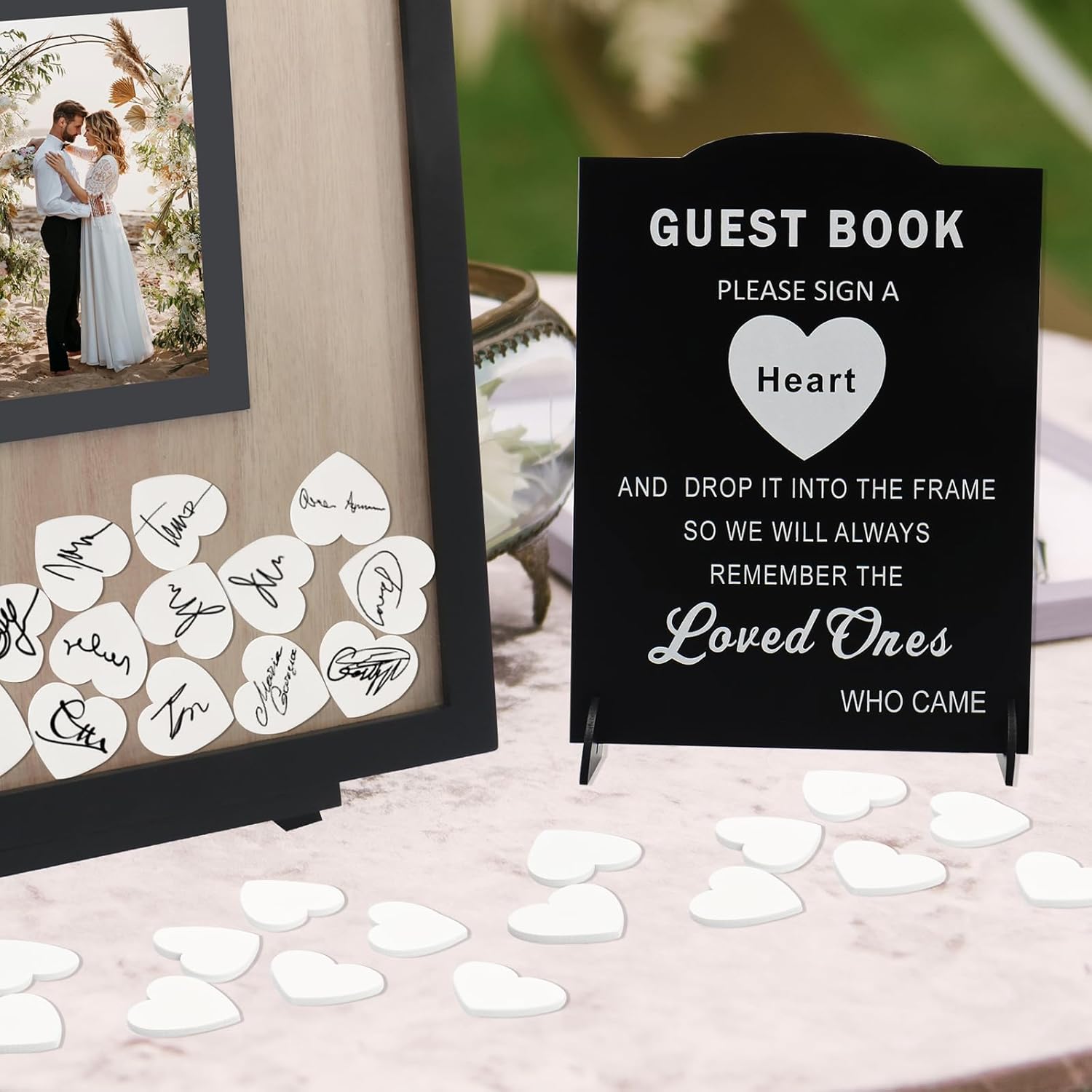 Wedding Guest Book Alternative, Guest Book Wedding Reception, Wedding Guest Book with Wooden Hearts Guest Book Signs for Wedding Anniversary Birthday Party Baby Shower