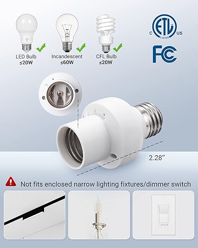 Miniatura 6 de DEWENWILS Enchufe de bombilla de control remoto, kit de interruptor de enchufe de luz inalámbrico, enchufe de luz remoto E26E27 base para lámpara de