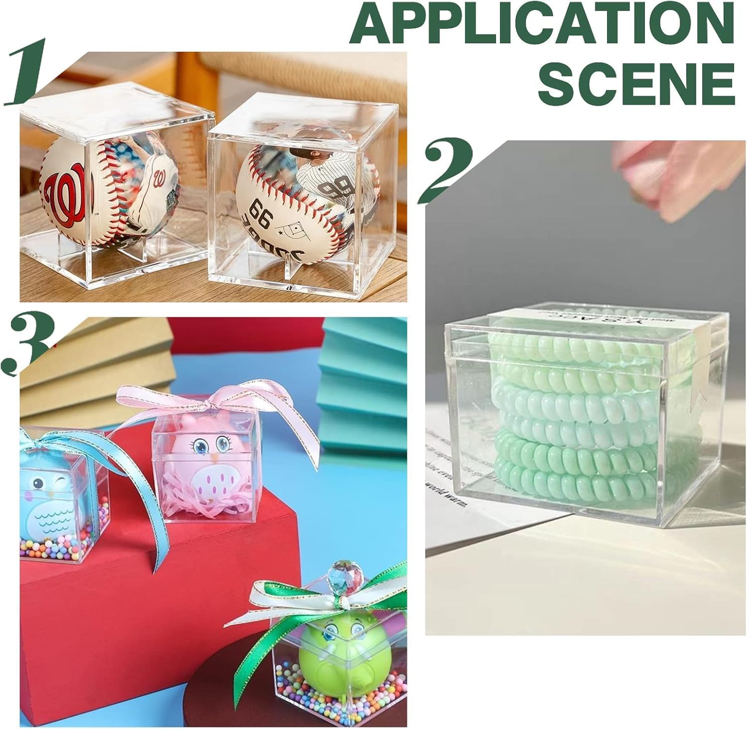 6Pcs Transparent Acrylic Display Boxes 4x4x4 Inch Dust-Proof Cases with Black Base Clear Self-Assembly Acrylic Box Dustproof Protection Showcase for Models Building Blocks Doll Display Holders