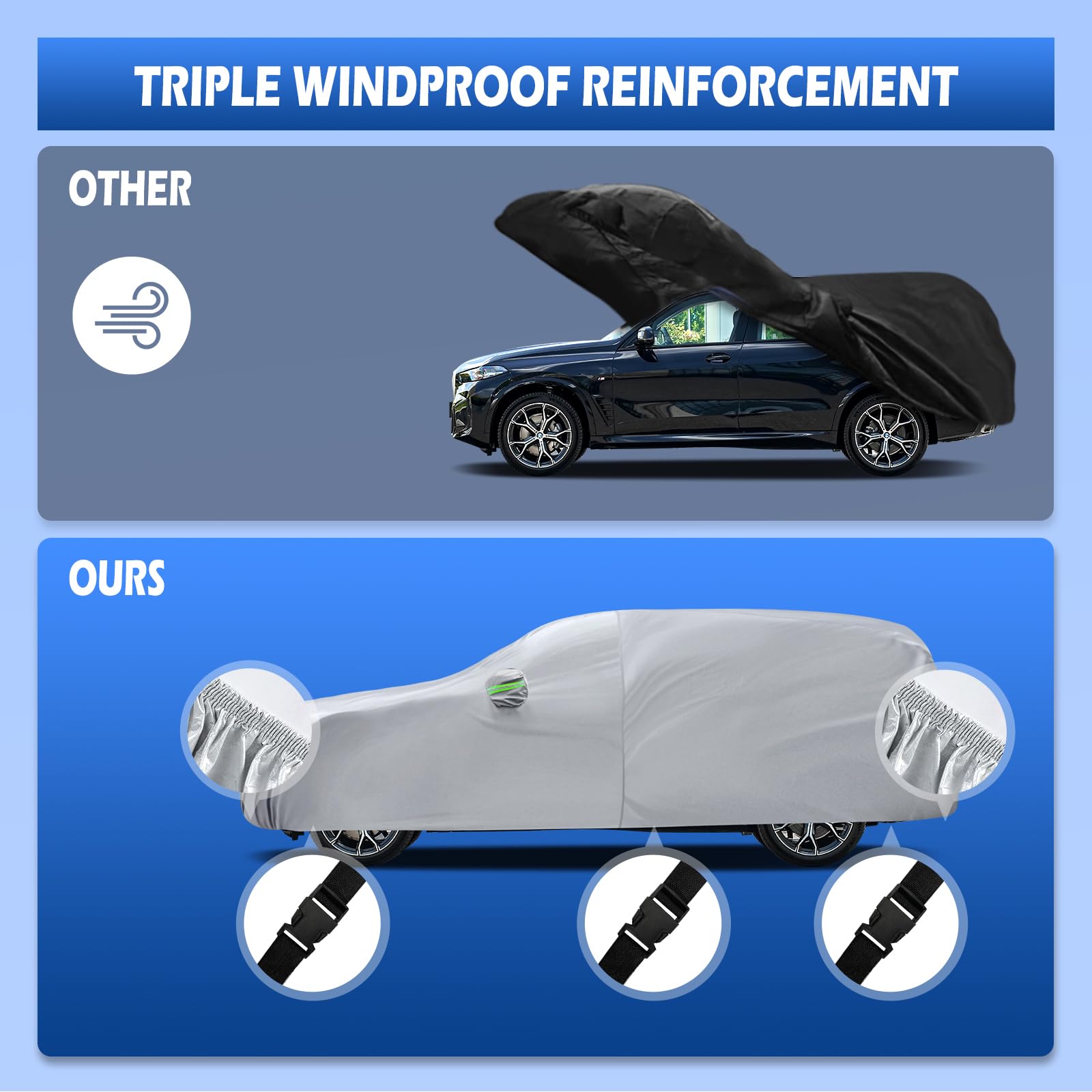 Car Cover Fit for BMW X5 2007-2025 Migaven Waterproof Full Exterior Cover Sun Rain Protection with Door Zipper — view 4