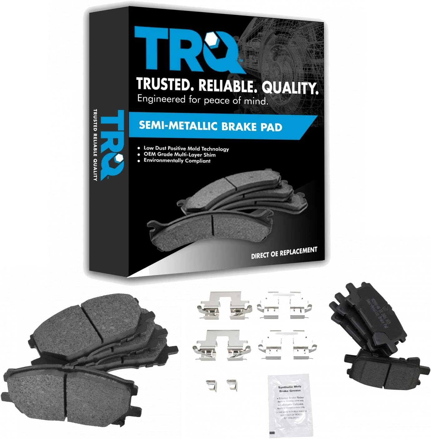 TRQ Front & Rear Brake Pads Semi-Metallic Compatible with 2004-2006 Lexus RX330 2007-2009 RX350 2006-2008 RX400h 2006-2007 Toyota Highlander