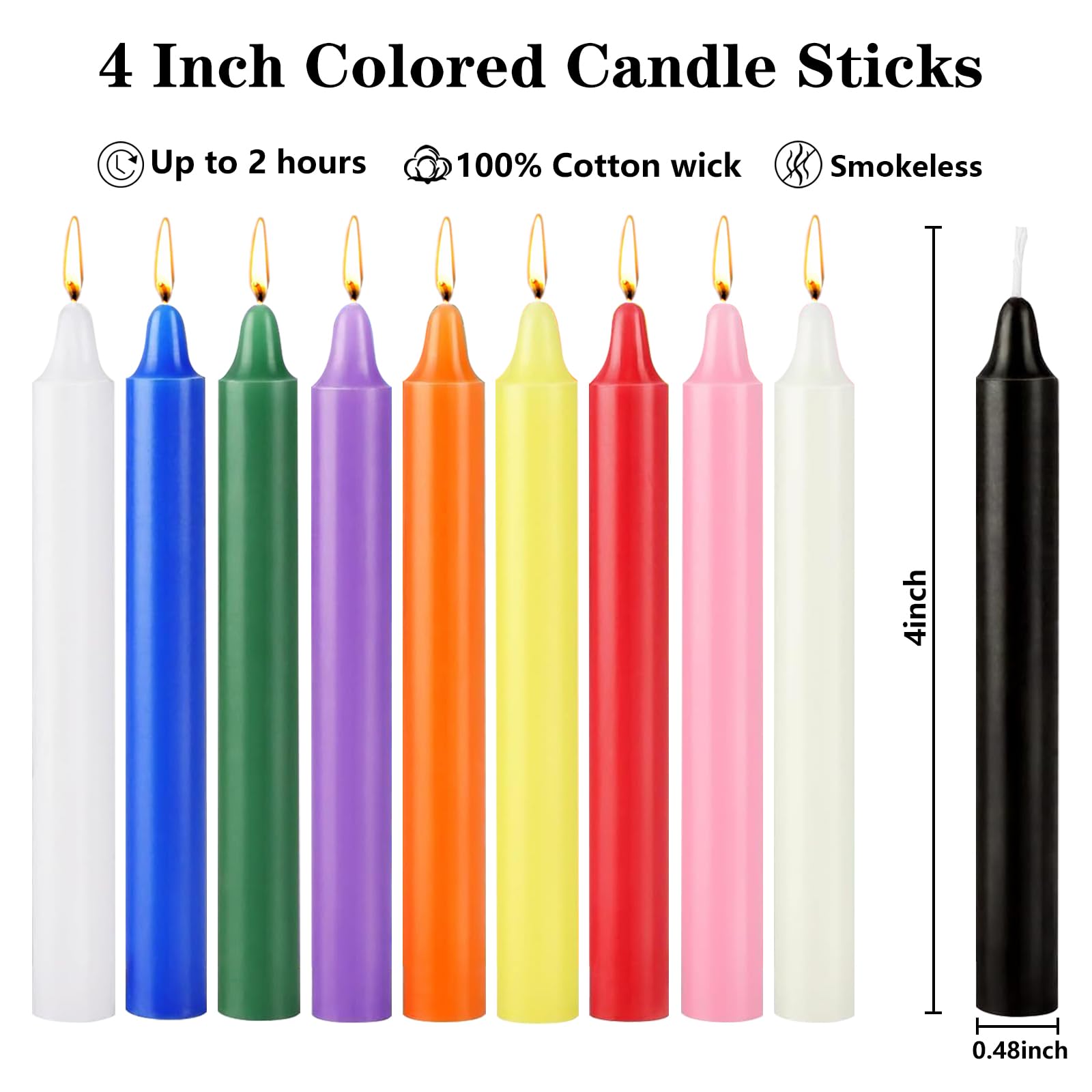Spell Candles 100 Pack Bulk - 4 Inch Colored Mini Taper Candles for Rituals, Witchcraft & Wiccan Altar, Unscented Candles Compatible with Chime Holders, Prayer, Meditation, Birthday Decor