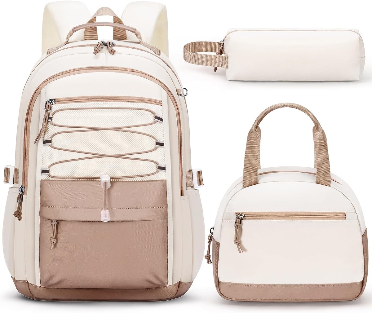 Backpack for Girls, 3 PCS Waterproof Kids Backpack with Lunch Box