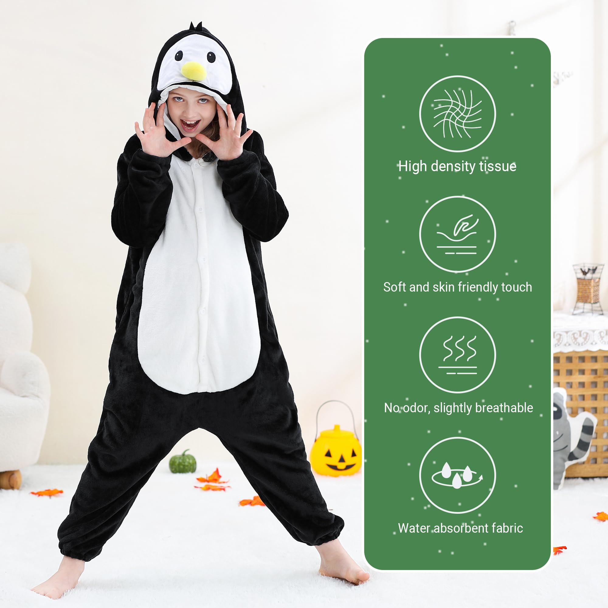 HAHASHOW Combinaison Pyjama Enfant Grenouillère Surpyjama Enfants Cosplay Cartoon Animaux à Capuche Unisexe Grenouillères Vêtements de Nuit Garcon Fille 3-12 Ans