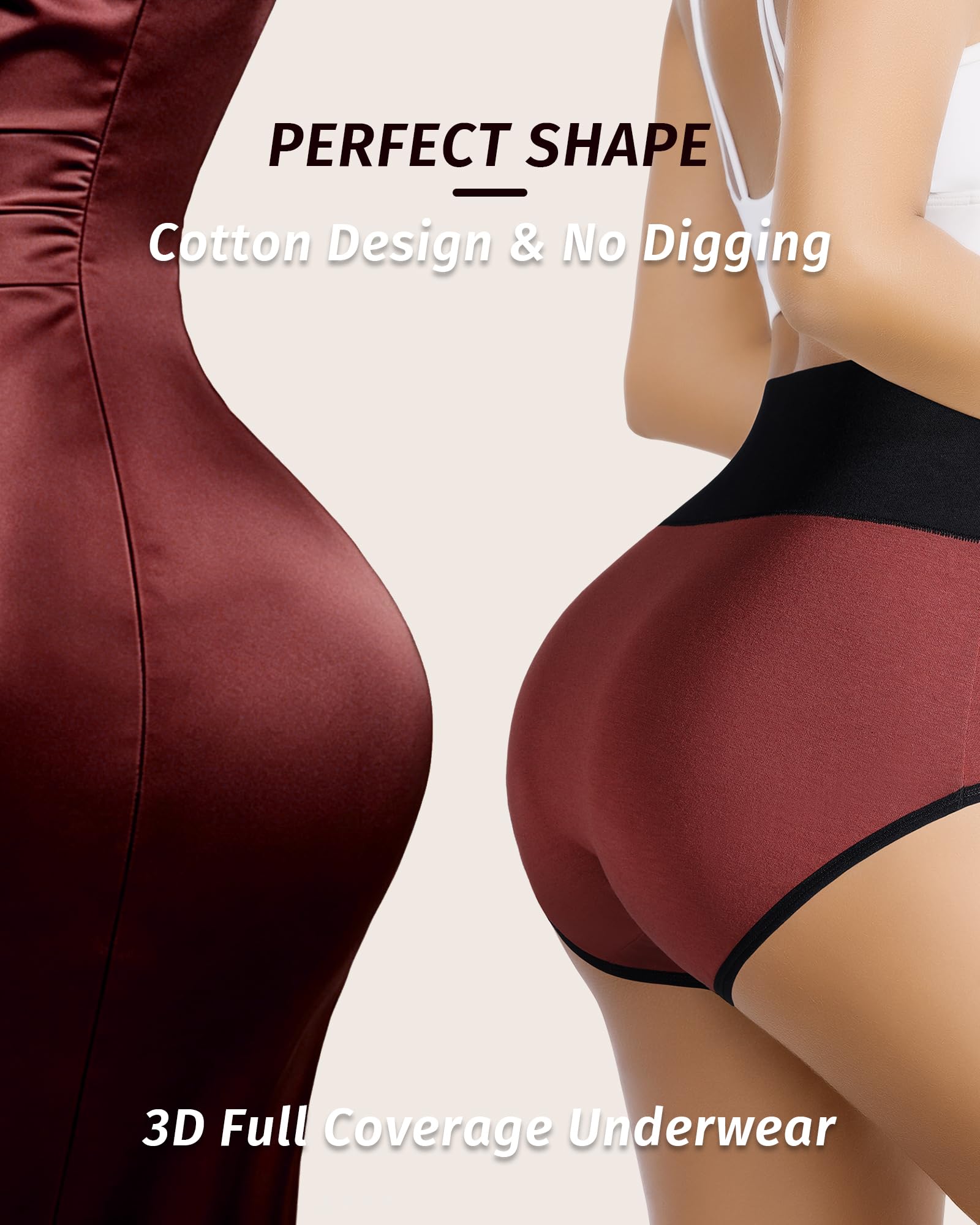 Biancheria intima da donna a vita alta in cotone elasticizzato traspirante post-partum mutandine da donna a copertura completa, confezione da 5