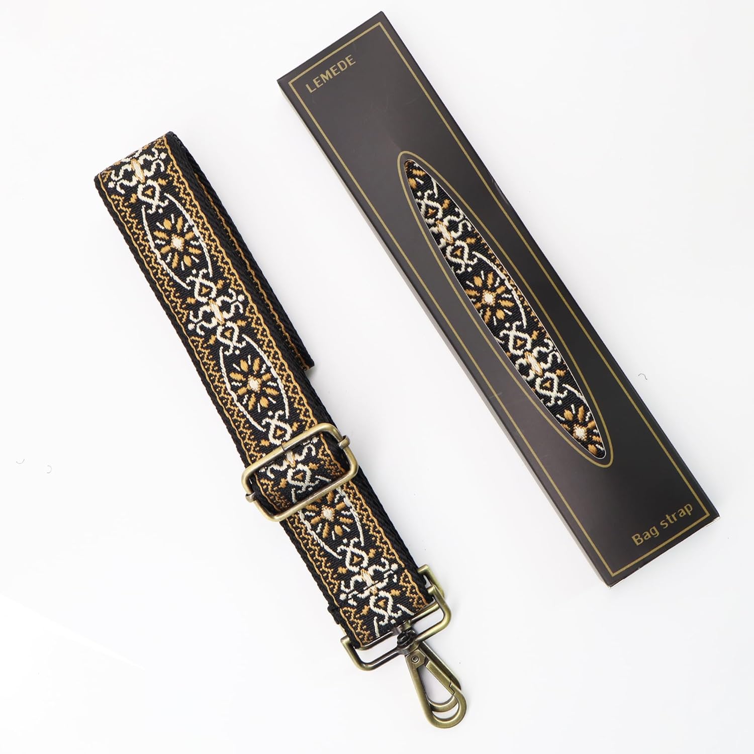 Purse Strap Adjustable Replacement Crossbody Bag Strap Retro Jacquard Embroidery Shoulder Straps for Canvas Bag - Image 4